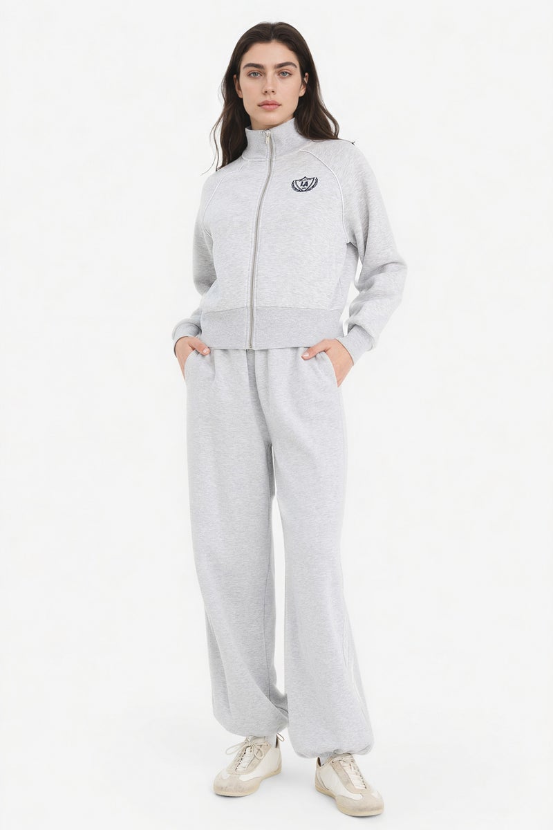 DeFacto Grey Woman Loose Fit Printed Zip-Up Sweatshirt Casual - Image 2